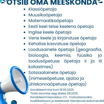 Kohtla-Järve Maleva Põhikool otsib oma meeskonda...